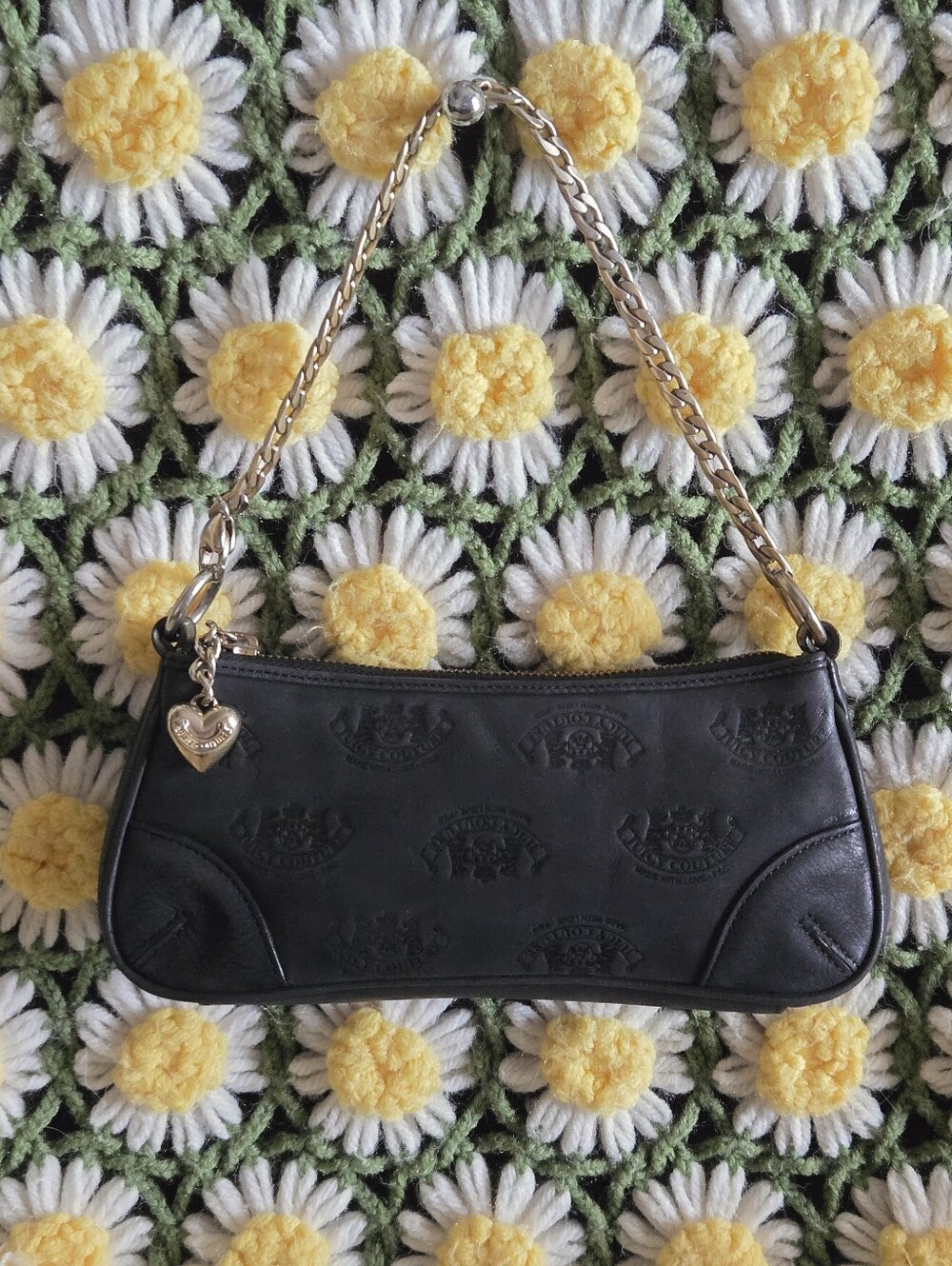 Juicy Couture Debossed Logo Leather Baguette Bag
